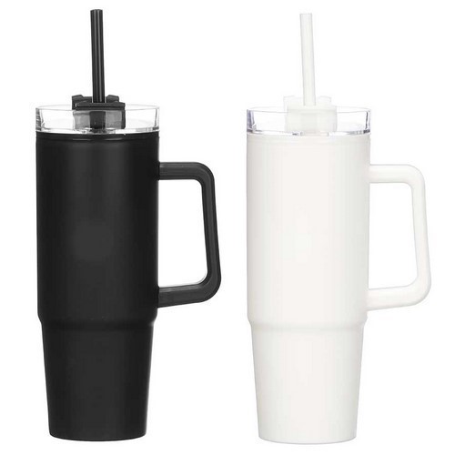 TAZA TERMO KINVARA 0.8L C/PAJITA BLANCO O NEGRO